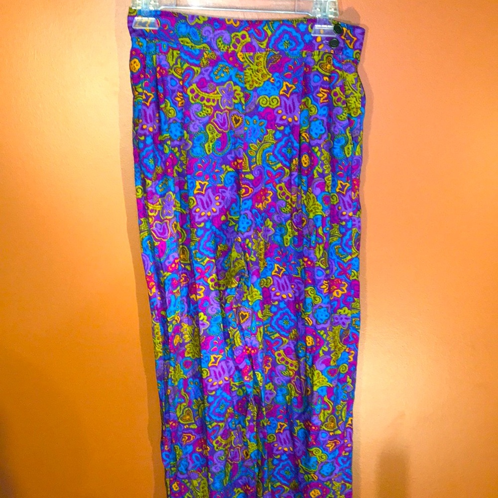 Jantzen Vibrant Multicolor Patterned Resort Vacation Tropical Pants Beach/Pool